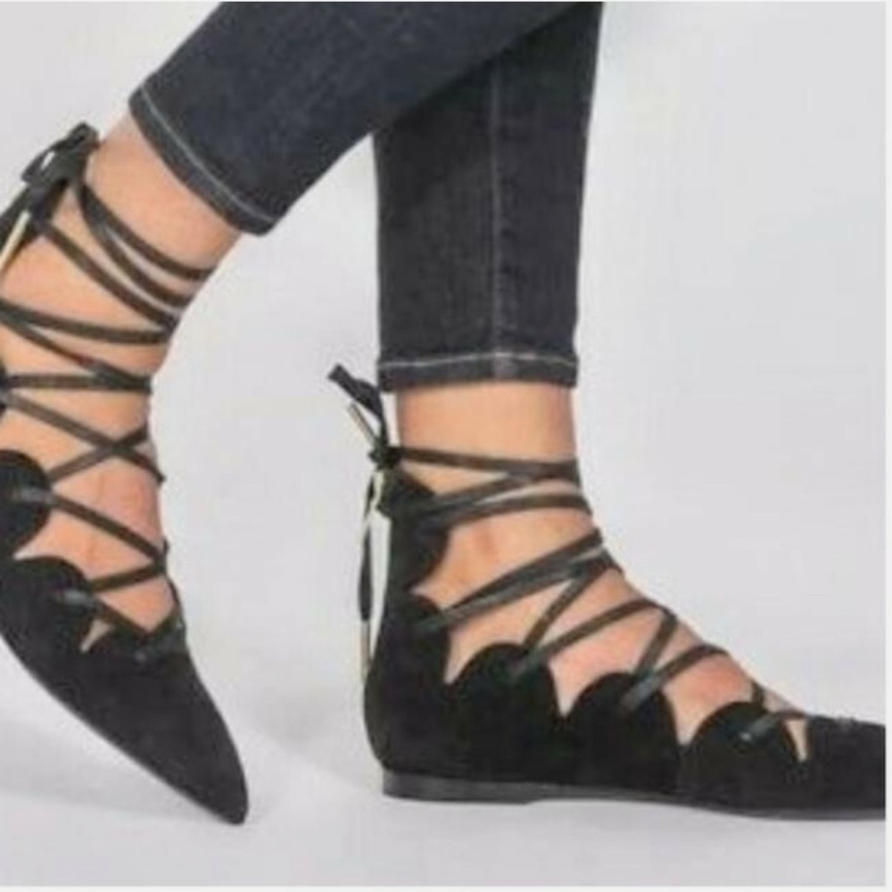 Burberry Black Lace-Up Flats